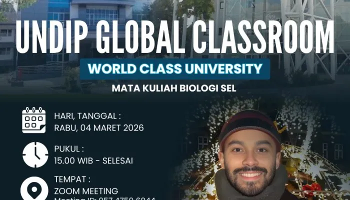 Prodi Bioteknologi UNDIP Adakan Kuliah Program UNDIP GLOBAL CLASSROOM dengan menggandeng Université de Poitiers Perancis tentang APLIKASI BIOLOGI SEL UNTUK DESAIN OBAT